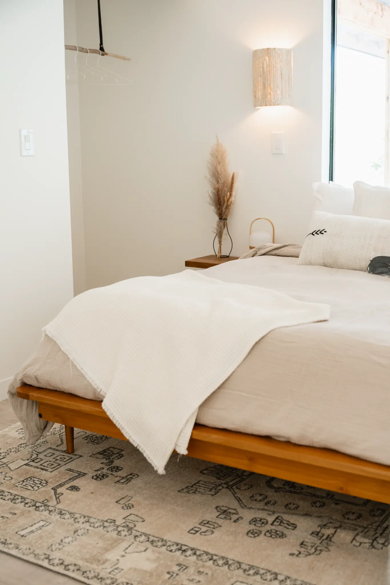 Bedroom detail — textured linen and natural light
